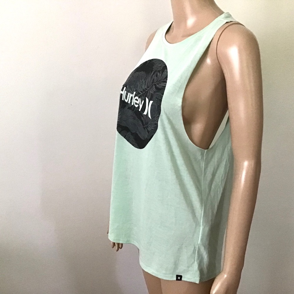 Hurley Oversized Nike Dri Fit Graphic Tank Top Green Size XS NEW - Picture 4 of 6
